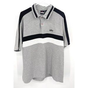 Vintage 90s BAD BOY POLO SHIRT Silver Black  Logo Embroidery Sz L